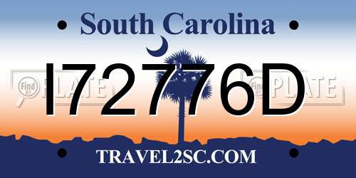 I72776D South Carolina License Plate