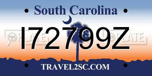 I72799Z South Carolina License Plate