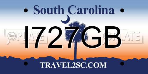 I727GB South Carolina License Plate