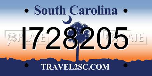 I728205 South Carolina License Plate
