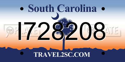 I728208 South Carolina License Plate