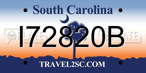 I72820B South Carolina License Plate