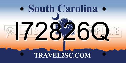I72826Q South Carolina License Plate
