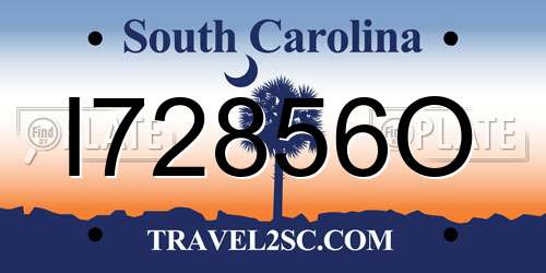 I72856O South Carolina License Plate