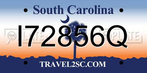 I72856Q South Carolina License Plate