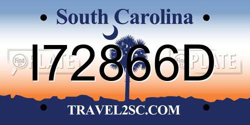 I72866D South Carolina License Plate