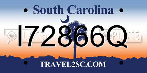 I72866Q South Carolina License Plate
