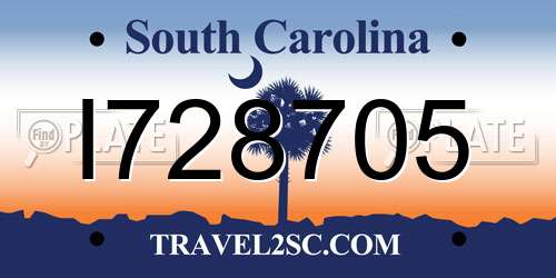I728705 South Carolina License Plate