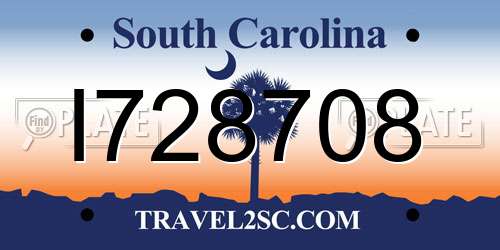 I728708 South Carolina License Plate