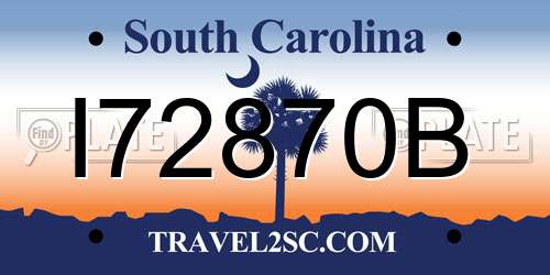 I72870B South Carolina License Plate