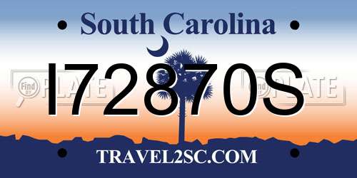 I72870S South Carolina License Plate