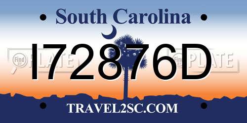 I72876D South Carolina License Plate