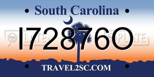 I72876O South Carolina License Plate