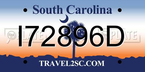 I72896D South Carolina License Plate