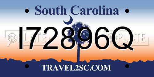 I72896Q South Carolina License Plate