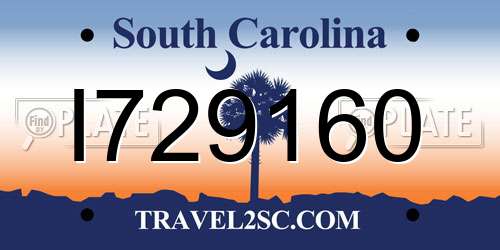 I729160 South Carolina License Plate