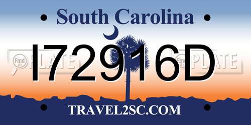 I72916D South Carolina License Plate