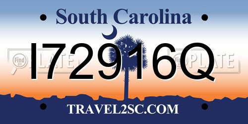 I72916Q South Carolina License Plate