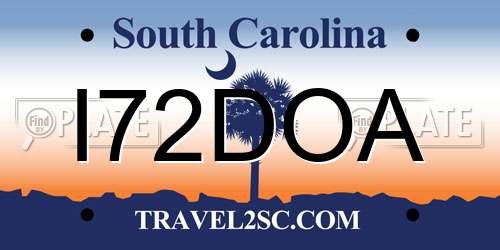 I72DOA South Carolina License Plate