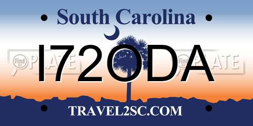 I72ODA South Carolina License Plate
