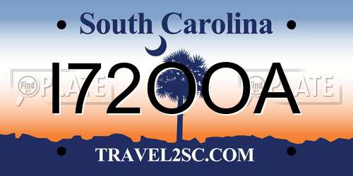 I72OOA South Carolina License Plate