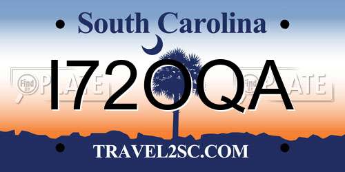 I72OQA South Carolina License Plate