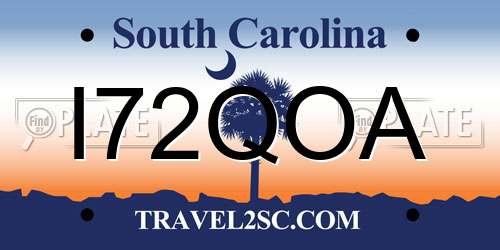 I72QOA South Carolina License Plate