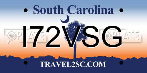 I72VSG South Carolina License Plate