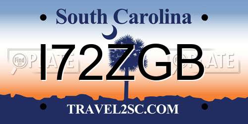 I72ZGB South Carolina License Plate
