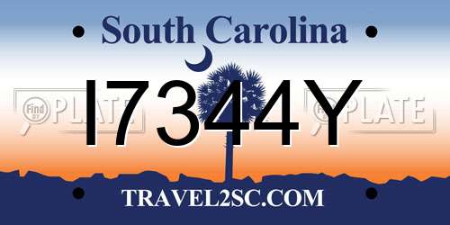 I7344Y South Carolina License Plate