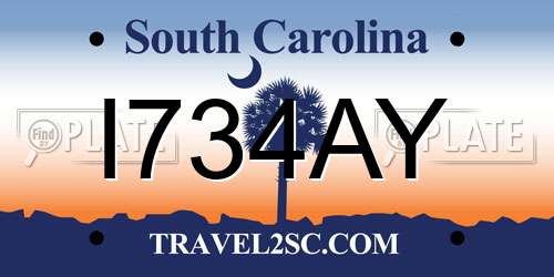I734AY South Carolina License Plate