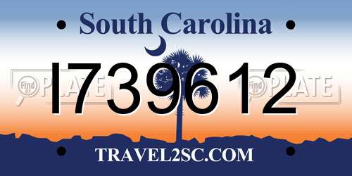 I739612 South Carolina License Plate