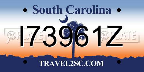 I73961Z South Carolina License Plate