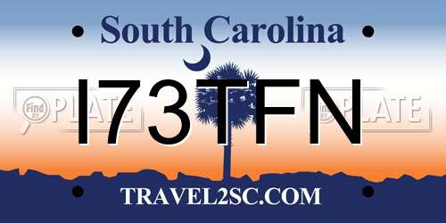 I73TFN South Carolina License Plate