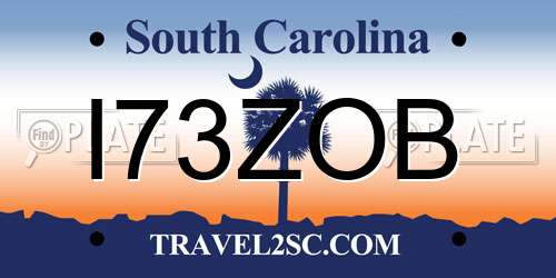 I73ZOB South Carolina License Plate