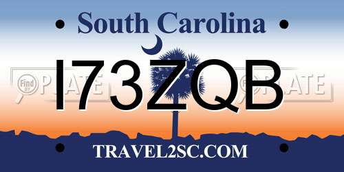 I73ZQB South Carolina License Plate