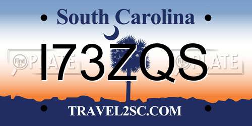I73ZQS South Carolina License Plate