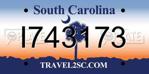 I743173 South Carolina License Plate