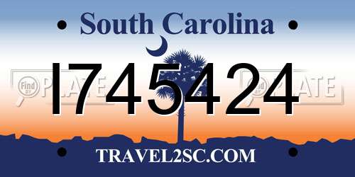 I745424 South Carolina License Plate
