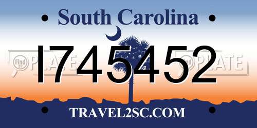 I745452 South Carolina License Plate
