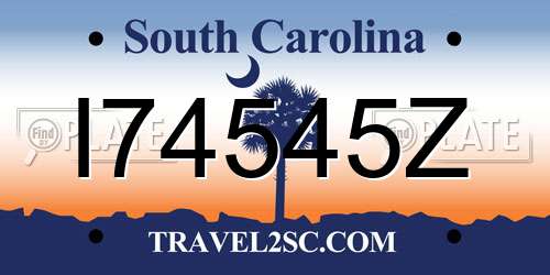I74545Z South Carolina License Plate