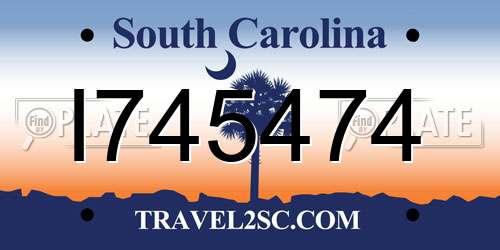 I745474 South Carolina License Plate