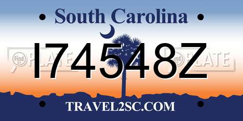 I74548Z South Carolina License Plate