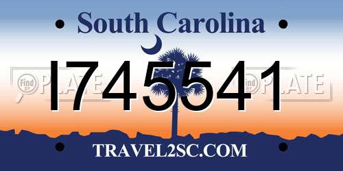 I745541 South Carolina License Plate
