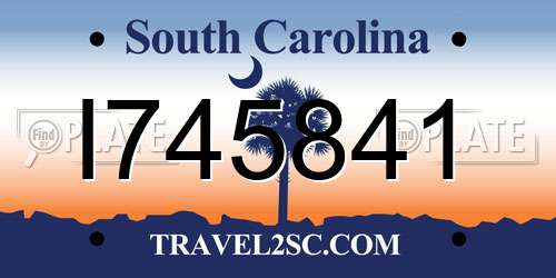 I745841 South Carolina License Plate