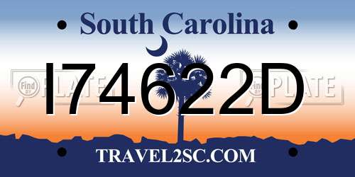 I74622D South Carolina License Plate