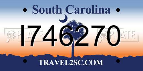 I746270 South Carolina License Plate