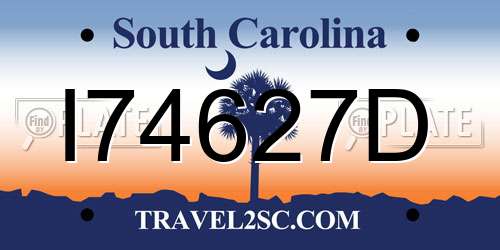 I74627D South Carolina License Plate
