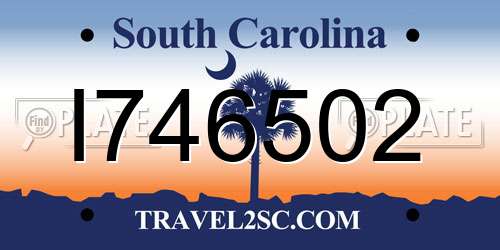 I746502 South Carolina License Plate