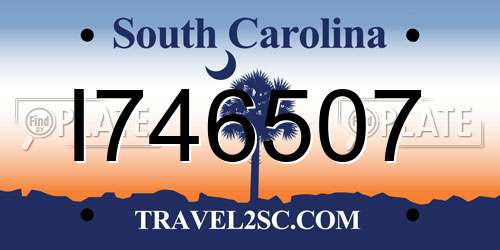I746507 South Carolina License Plate